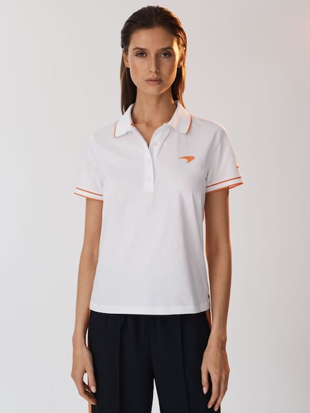 McLaren F1 Mercerised Cotton Polo Shirt in White (K92522) | $160