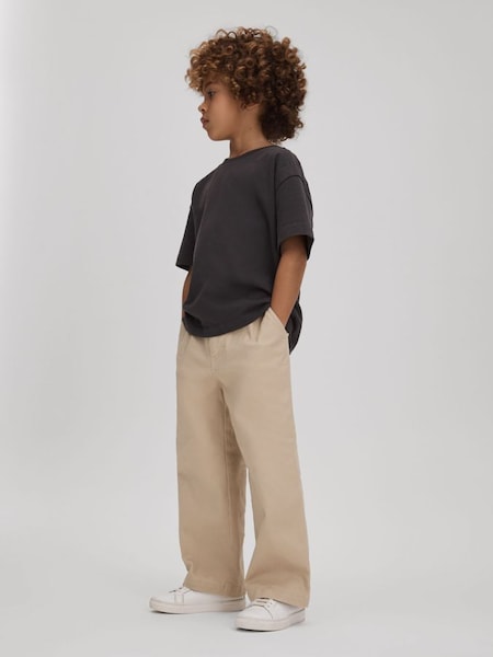 Pantalons en mélange de coton à taille élastiquée pour senior, couleur grège (K93526) | 60 €