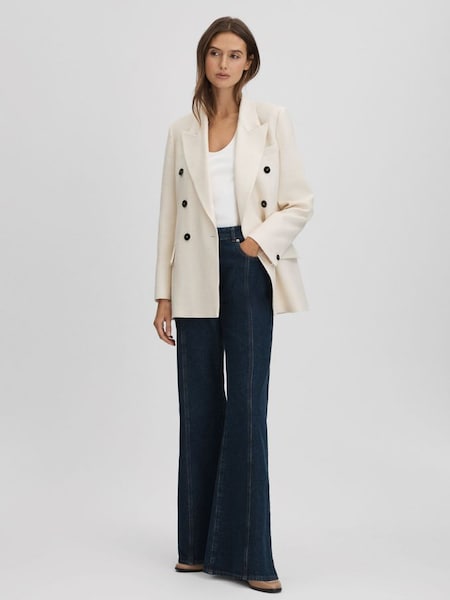 Textured Double Breasted Blazer in White (K95883) | €353