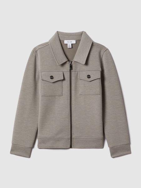 Teen Interlock Jersey Zip-Through Jacket in Taupe (K95886) | $95