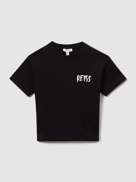 Teen Cotton Motif T-Shirt in Washed Black (K95935) | SAR 135