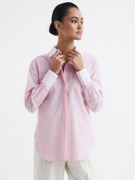 Effen roze overhemd met kraag (M21085) | € 125