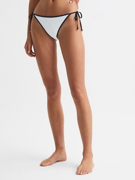 Self Tie Bikini Bottoms in White/Navy (M31171) | $95