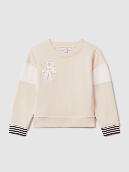Teen Cotton Blend Logo Sweatshirt in Ivory (M44914) | €55