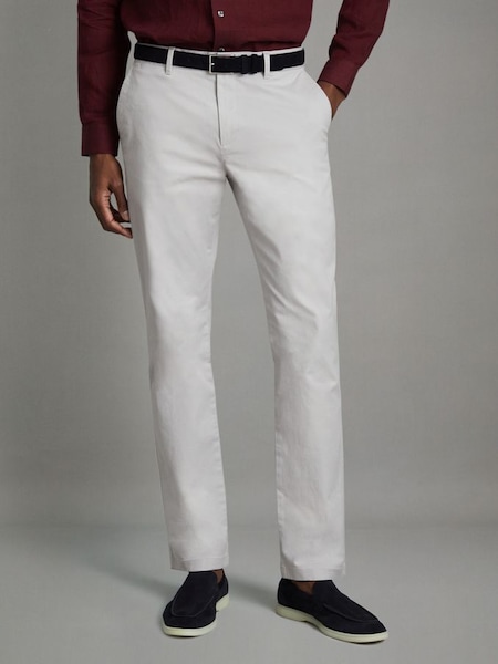 Slim Fit Washed Cotton Blend Chinos in Ice Grey (M47130) | HK$1,330