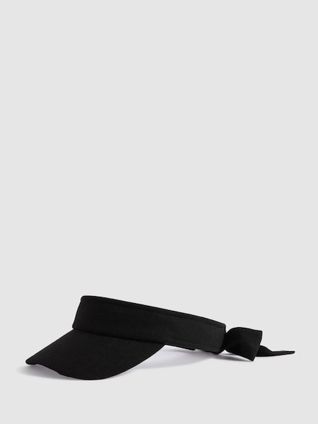 Tie Back Visor with Linen in Black (M47141) | $75