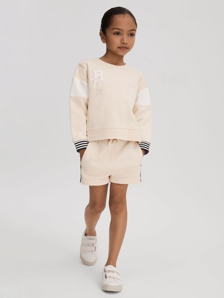 Junior Cotton Blend Logo Sweatshirt in Ivory (M47498) | $60