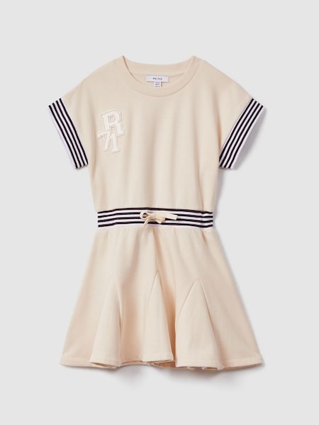 Teen Cotton Blend Logo Dress in Ivory (M50307) | $125