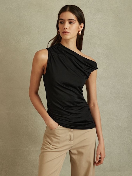 Ruched Off-The-Shoulder Top in Black (M50336) | CHF 130