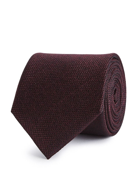 酒紅色織紋絲質領帶 (M81800) | HK$680
