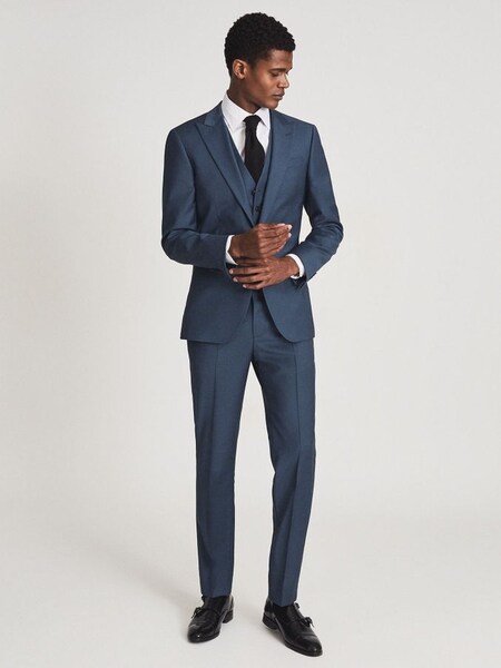 Wool Slim Fit Waistcoat in Airforce Blue (M83280) | HK$526