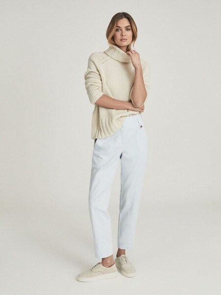 Cotton Tapered Cargo Trousers in Pale Blue (M83715) | $57