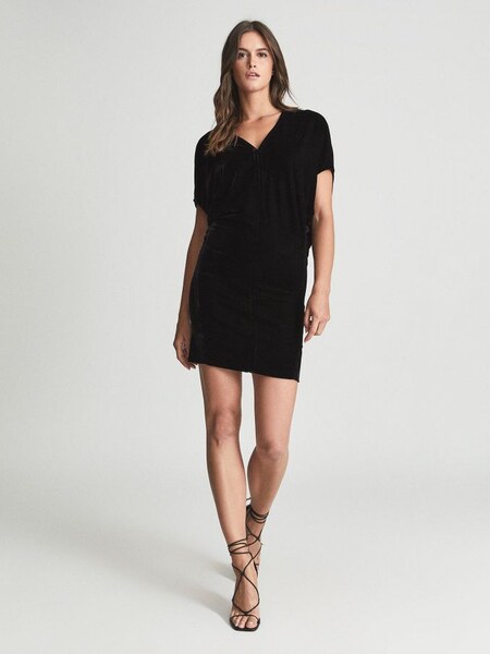 Velvet Mini Dress in Black (M83909) | SAR 900