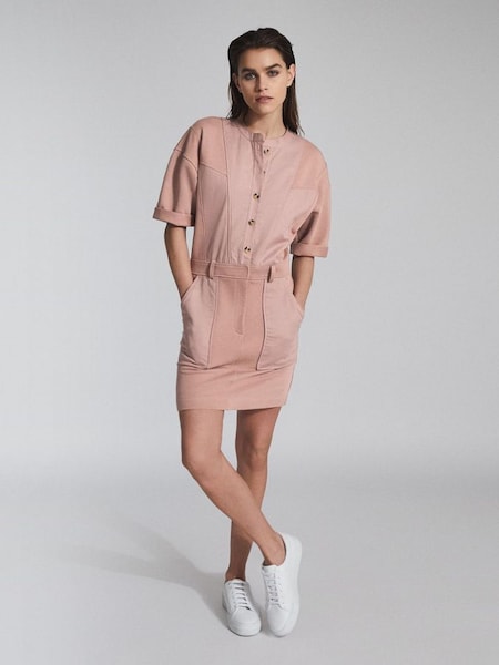 Sweatshirtkleid mit Bahnendesign, Pink (M83951) | 56 €