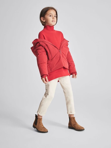 Junior Hooded Puffer Jacket in Red (M84885) | $129