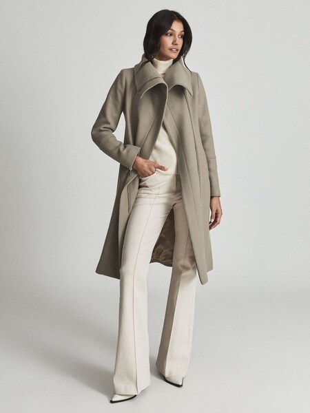 Wool Blend Coat in Taupe (M85033) | CHF 530