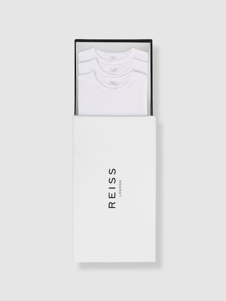 Lot de trois t-shirts ras du cou blancs (M95643) | 95 €