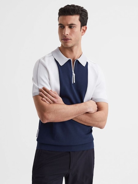 Golf Colourblock Half-Zip T-Shirt in Navy/White (M99223) | $101
