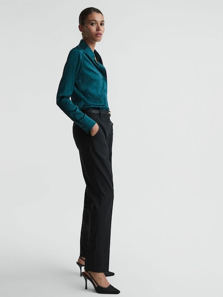 Slim Fit Wool Blend Trousers in Black (N02023) | SAR 443