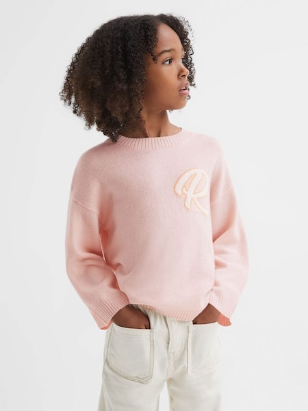 Junior Wool Blend Motif Jumper in Pink (N02796) | $65