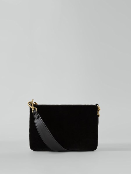 Velvet Handbag in Black (N05147) | $55