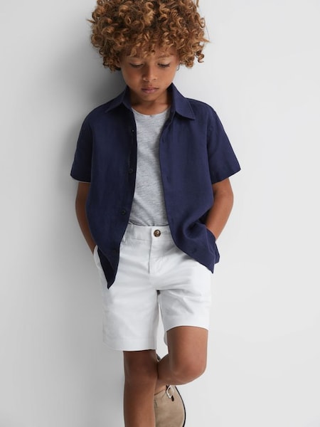 Junior Casual Chinos Shorts in White (N05349) | $45