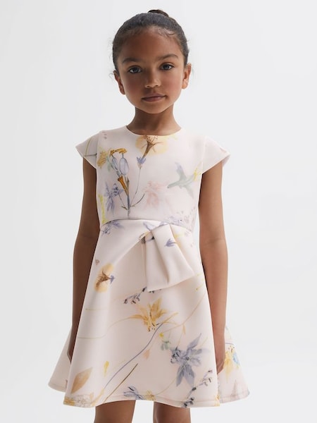 Junior Scuba-Kleid mit Blumendruck, Rosa (N05880) | 35 €