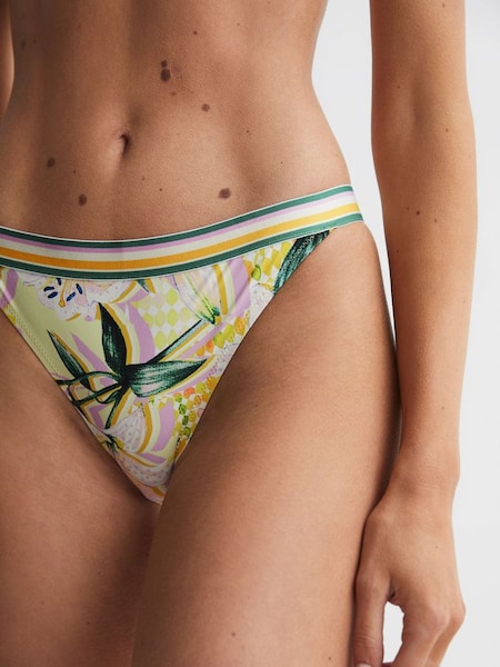 Floral Print Bikini Bottoms in Yellow Print (N06176) | HK$273