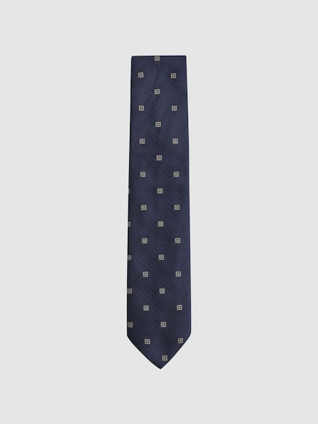 Silk Medallion Tie in Navy (N06865) | €43