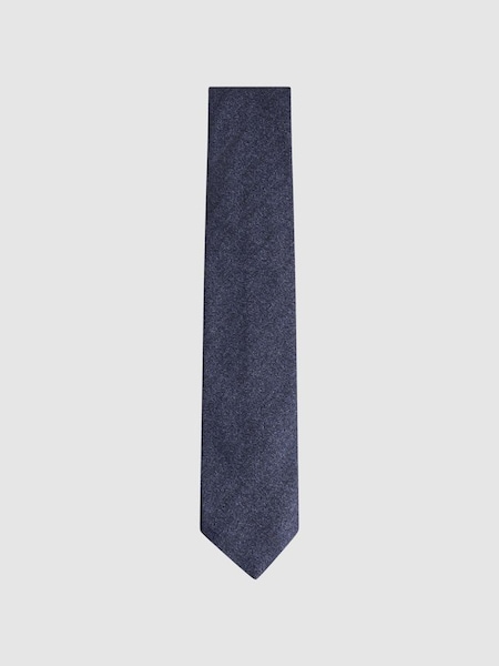 Brushed Cotton Herringbone Tie in Airforce Blue Melange (N06873) | CHF 41