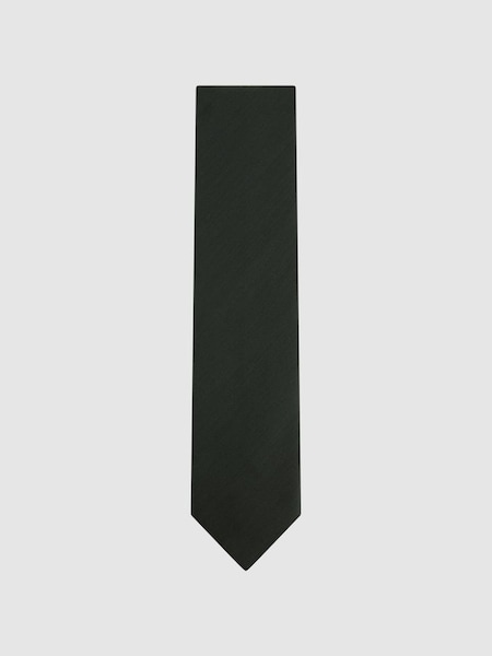Cravate en sergé de laine vert forêt (N06883) | 43 €