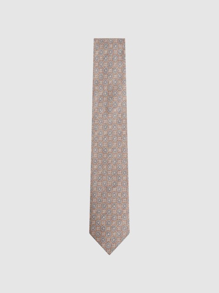 Silk Medallion Tie in Oatmeal Melange (N06887) | HK$1,030