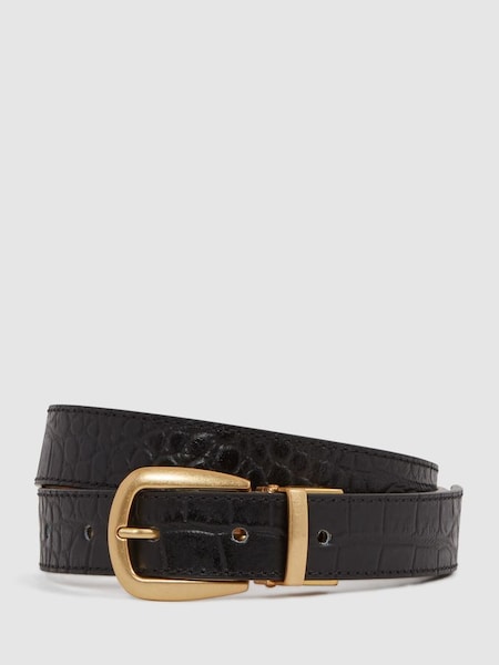 Reversible Leather Belt in Black/Camel (N11576) | $125