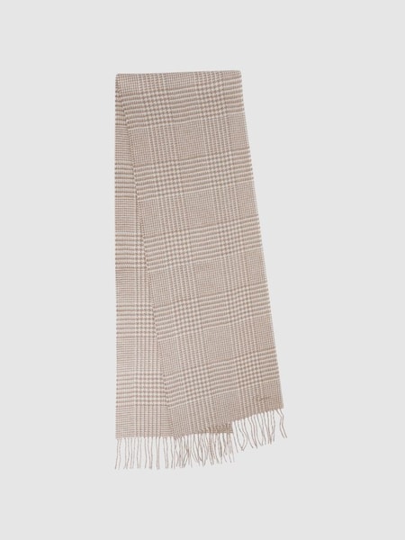燕麦色羊毛-茄士咩方格图案围巾 (N11577) | HK$454