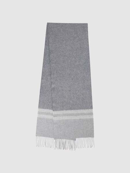 Wool-Cashmere Stripe Scarf in Soft Grey (N11580) | $110