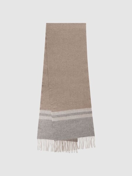 Gestreifter Schal aus Wolle und Kaschmir, Kamelbraun (N11582) | 95 €