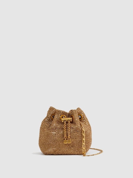 Crystal Mini Bucket Bag in Gold (N12402) | SAR 840
