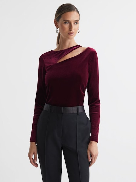 Velvet Cut-Out Top in Berry (N12417) | CHF 56