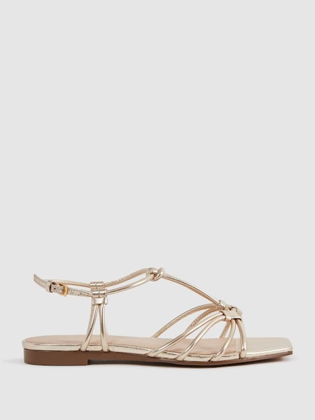 Metallic Knot Detail Sandals in Gold (N15694) | CHF 215