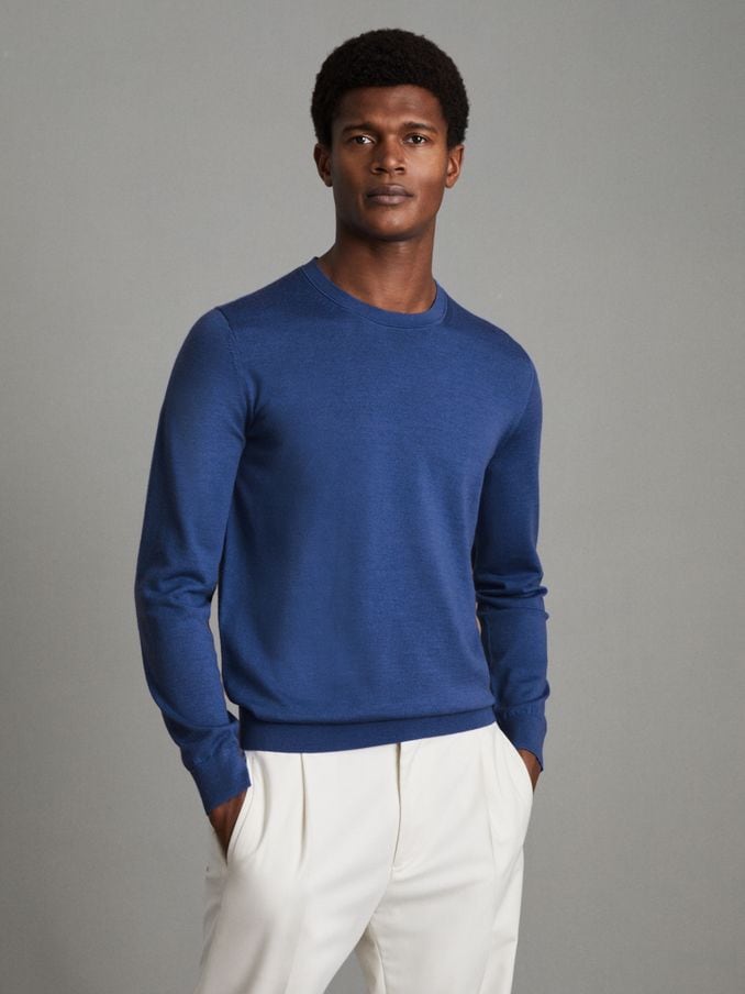 Men s X LARGE Blue Reiss SMART CASUAL Crew Neck Reiss USA