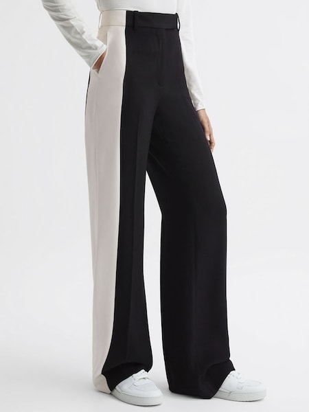 Pantalons larges contrastés sur les côtés, noirs (N18482) | 139 €