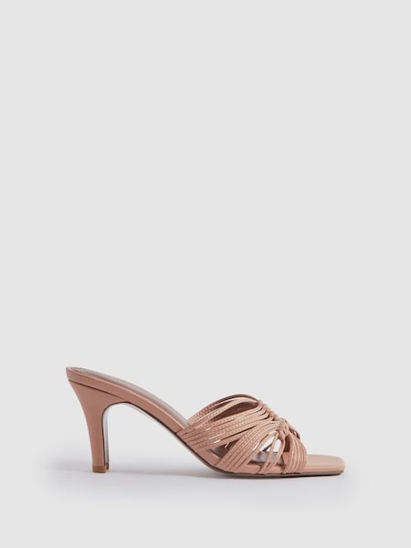 Leather Knot Detail Mules in Blush (N21220) | $265