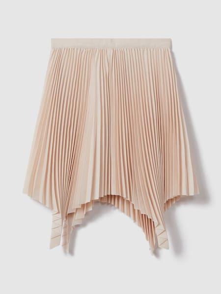 Teen Pleated Asymmetric Skirt in Pink (N21674) | SAR 330