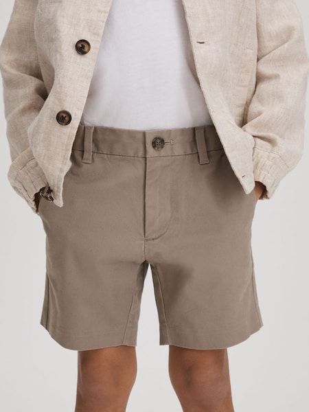Junior Casual Chino Shorts in Mushroom Brown (N22855) | HK$400
