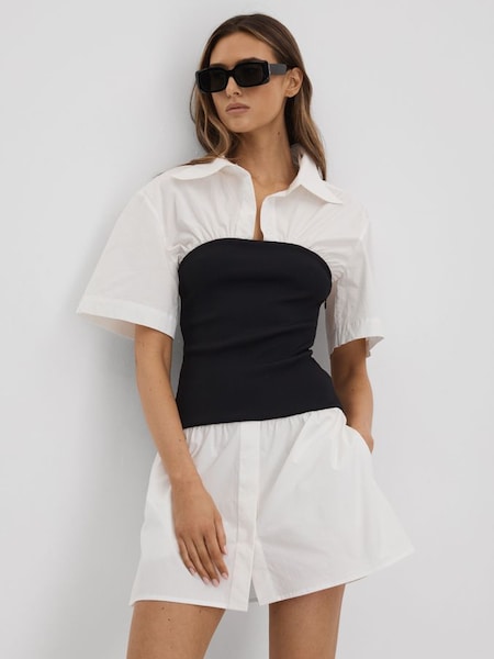 Robe-chemise courte hybride Anna Quan, blanche (N25273) | 680 €