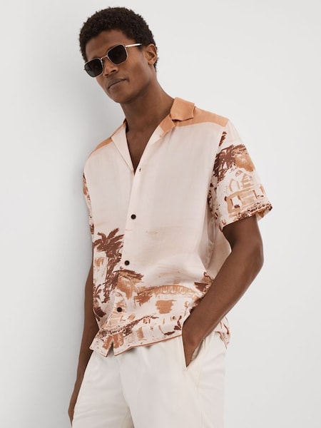 Les Deux - T-shirt van Cubaanse kraag met TENCEL™ vezel in terracotta (N26706) | € 220