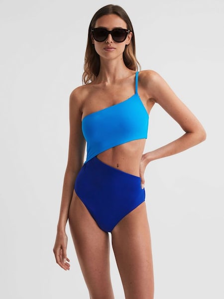 Bondi Born Asymmetrical Swimsuit in Cyan (N29877) | €184