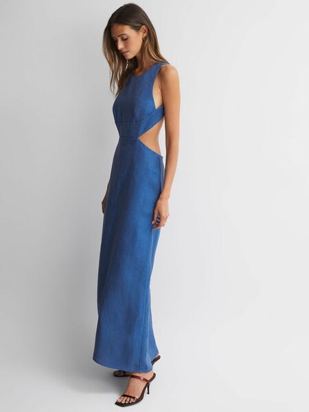 Bondi Born Linen Maxi Dress in Sapphire Blue (N29886) | $480