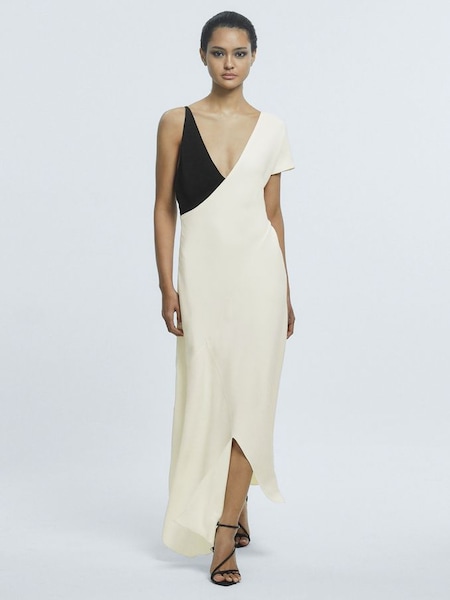Atelier Colourblock Midi Dress in Black/White (N31516) | $393
