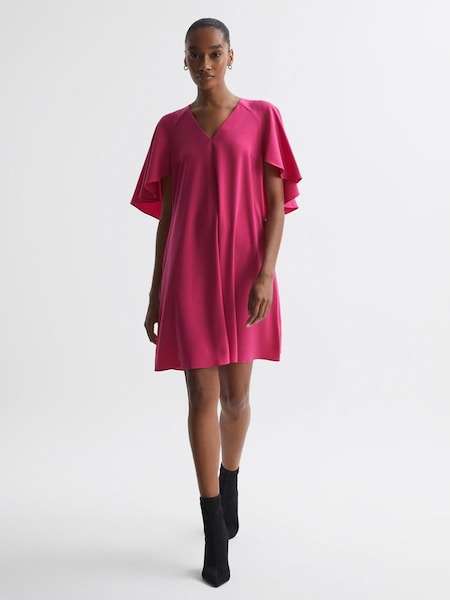 Florere鮮豔粉紅休閒剪裁批肩袖迷你款連身裙 (N33332) | HK$1,204